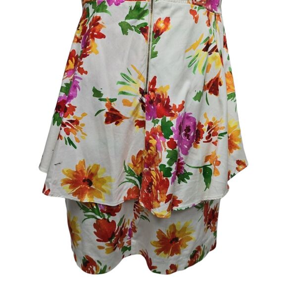 Betsey Johnson Peplum Floral Strapless Mini Dress Womens Size 14 Sweetheart - Picture 11 of 11